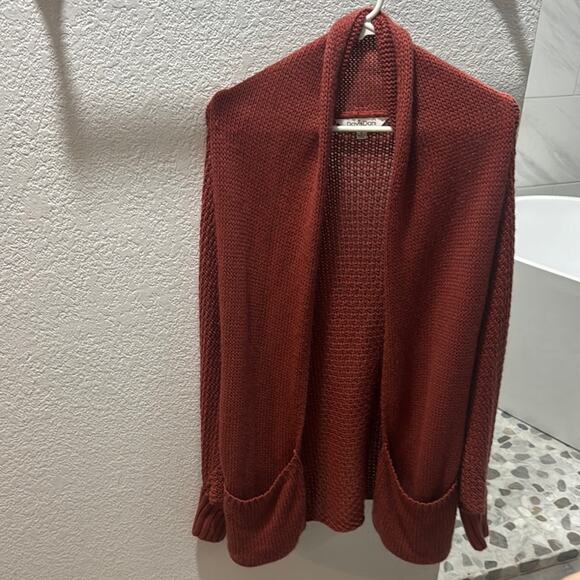 Davi & Dani Brown Cardigan Sweater with Shawl Collar - Picture 1 of 3